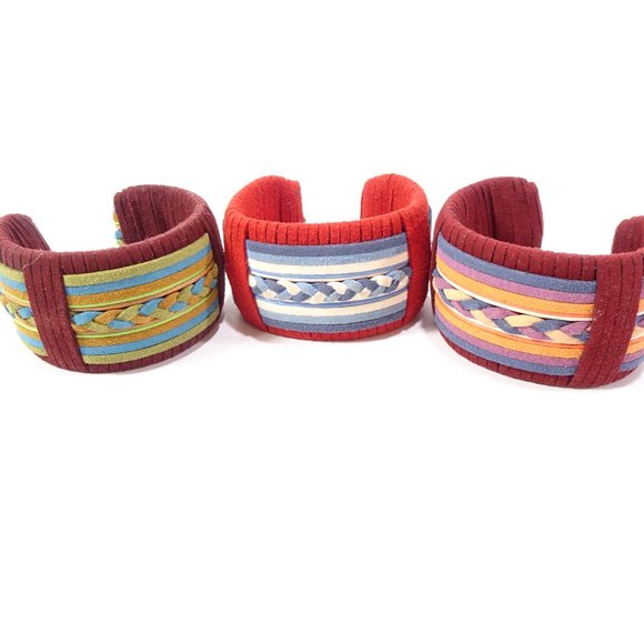 DANNIJO Tasha Suede Braided Wide Cuff Bracelet NWOT $325 Burg Blue Green - Picture 10 of 10